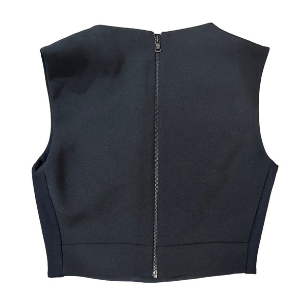 NWT BCBG MAXAZRIA Black Deep V-Neck Tank Crop Mesh Cutouts Womens Size XXS $198 - Picture 3 of 13